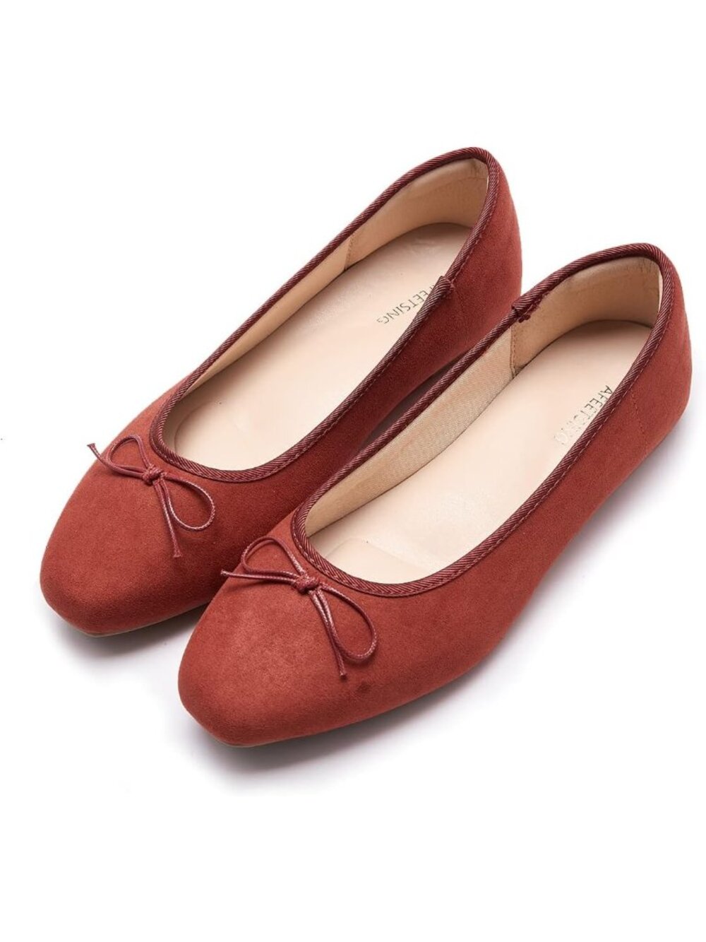 Women's Wine Red Comfortable Bow Round Toe Ballet Flats Dressy Shoes Synthetic